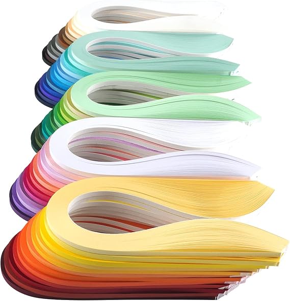 JUYA Solid-Color Quilling Strips Set 60 Colors 6000 Strips 2mm/0.08in | 60 Individually Packed Colors; 100 Strips Each; 10 Color Series; 39cm (15.35in) Long; Approx. 120 GSM