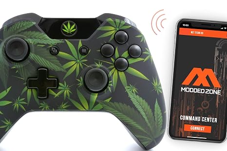 MODDEDZONE Custom MODDED Wireless Controller for Xbox One S/X and PC - With Unique Smart Mods - Best For First Person Shooter Games - Handcrafted by Experts in USA with Unique Design (420 Black)