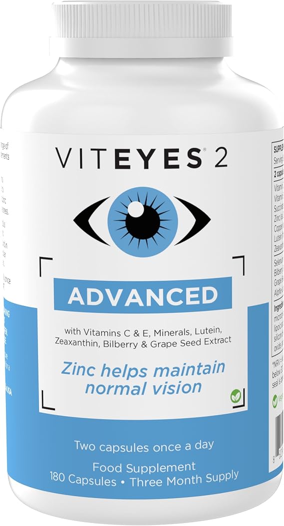 Viteyes 2 Advanced - Vegan AREDS2 Based Formula - 90 Days Supply (180 Capsules)