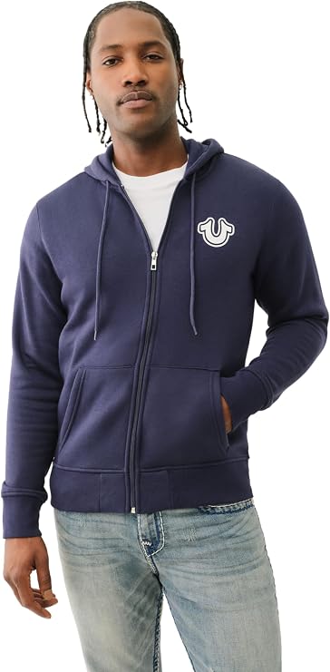 True Religion Mens Puff Print Core Zip Up Hoodie for Men