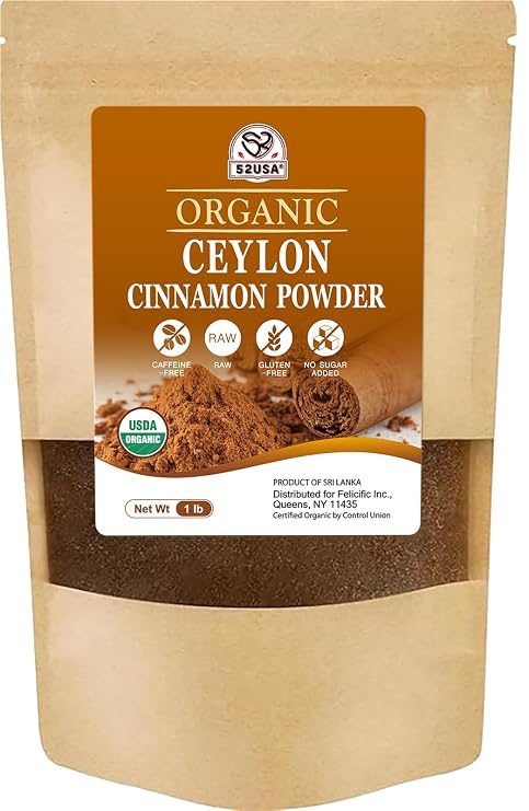52USA Organic Ceylon Cinnamon Powder, USDA & Kosher Certified, 1 lb Bag