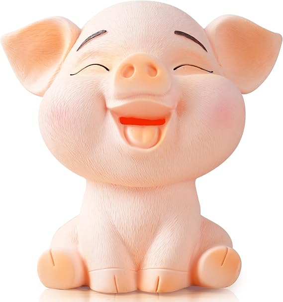 H&W Cute Pig Coin Money Bank, Shatterproof Piggy Bank, Creative Money Bank