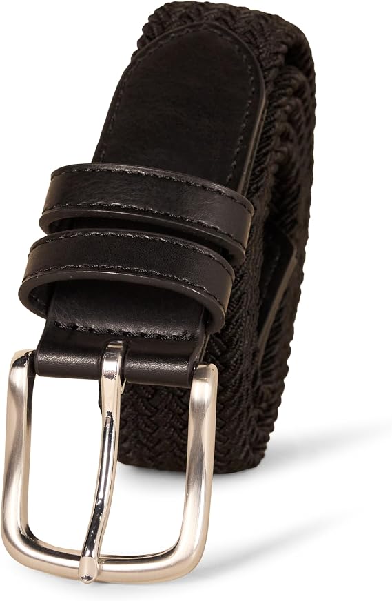 Amazon Essentials Men's Stretch Woven Braid Belt with Metal Buckle