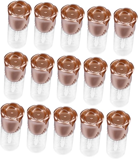 CLISPEED Lip Gloss Bottles Plastic Lip Balm Tubes Rose Shaped Refillable 15pcs Lightweight Design with Brush Wand for Travel