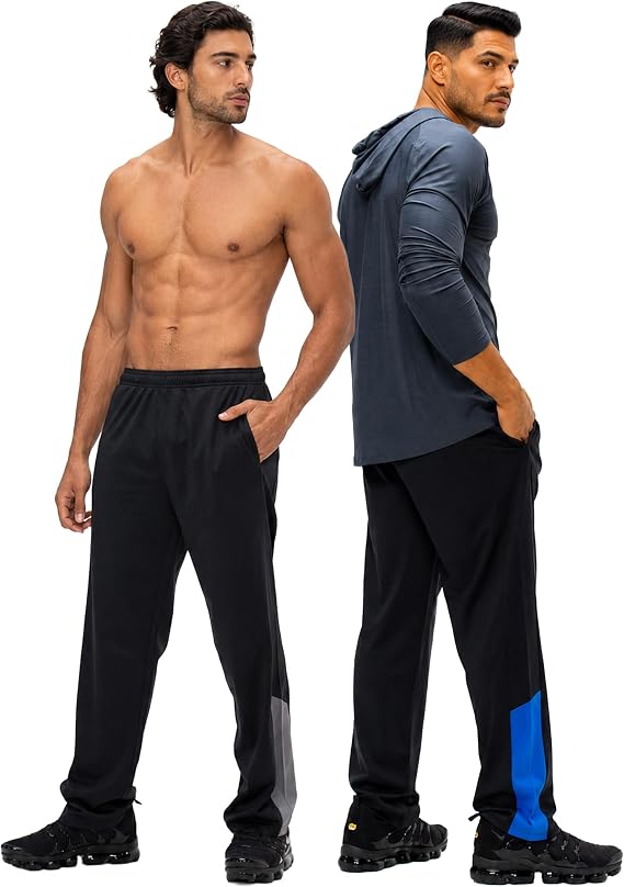 DEVOPS 2 Pack Men's Active Performance Workout Athletic Pants with Pockets