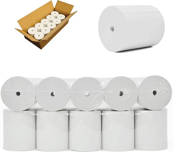 (55 GSM Paper Thickness Coreless) 3-1/8" x 230' (50 Rolls - 1 Case) Bpa Free Thermal Receipt Printer Paper | No Branding | Blank Tabs | Drop Shipping
