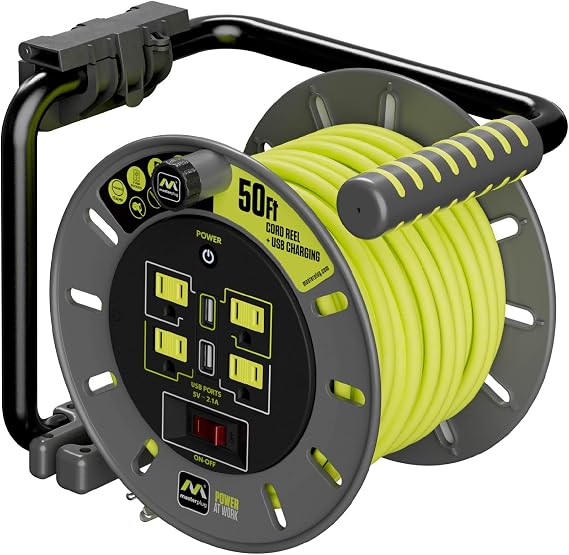 Masterplug 50ft Cord Reel + Wall Mount Bracket