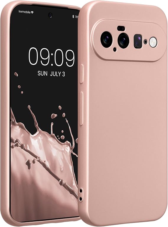 kwmobile Case for Google Pixel 11 Case - Soft TPU Back Phone Cover - with Metallic Look - Metallic Rose Gold