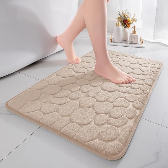 chakme Non Slip Bath Mat 17 x 24 inch Beige Bathroom Rug