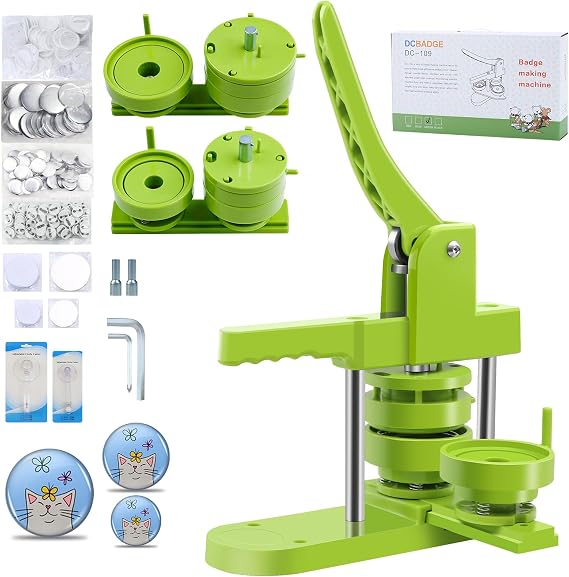 Button Maker Machine 2.25+3 Inch, 200 Pcs, Plastic, Round, DIY Badge Maker
