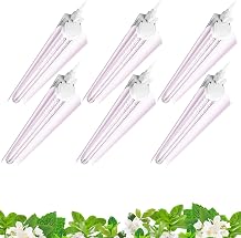 Barrina LED Grow Lights, Full Spectrum, 180W6 x 30W, 1000W Equivalent, 3ft Grow Light Strips, T8 Grow Light Bulbs, Plant Lights for Indoor Plants, Greenhouse, Pinkish White, Linkable Design, 6-Pack