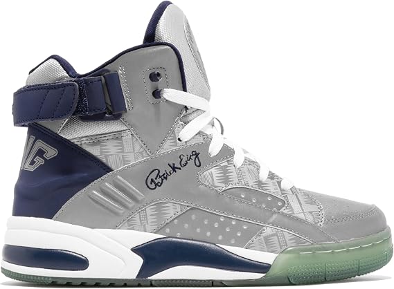 Ewing Patrick Athletics Eclipse Silver/Grey/Navy Shoes Reflective Upper, Removable Ankle Strap, EVA Midsole; Size 9.5
