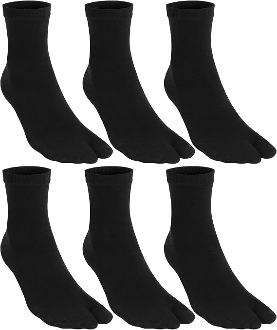Men's Tabi Socks Flip Flop Split Toe Crew Geta Cotton Pack of 6