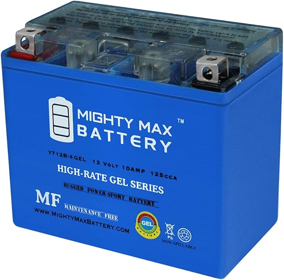 Mighty Max Battery YT12B-4 GEL 12V 10Ah Battery Replaces MotoBatt MBT12B4 AGM Quad Flex