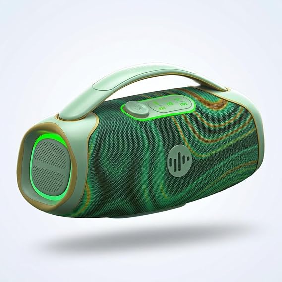 Stromberg Force Portable Bluetooth Speaker, 40W, 12-Hour Playtime, AUX Compatible, Lights, Water-Resistant, Forest Green