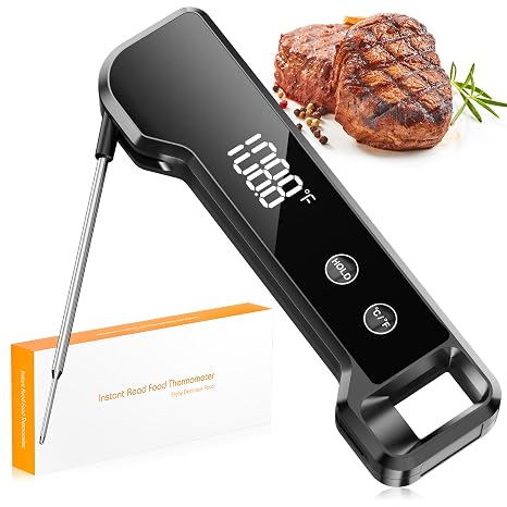 Digital Meat Thermometer with 0.5F Precision, Fast Reading Waterproof Food Thermometer for Grilling and Cooking, Easy to Use, LCD Display, Kitchen Gadgets BBQ Accessories