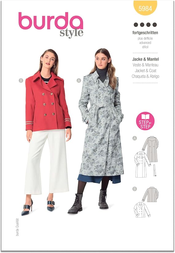 Burda Paper Sewing Pattern 5984 Coats, Jackets 8-18 (34-44)