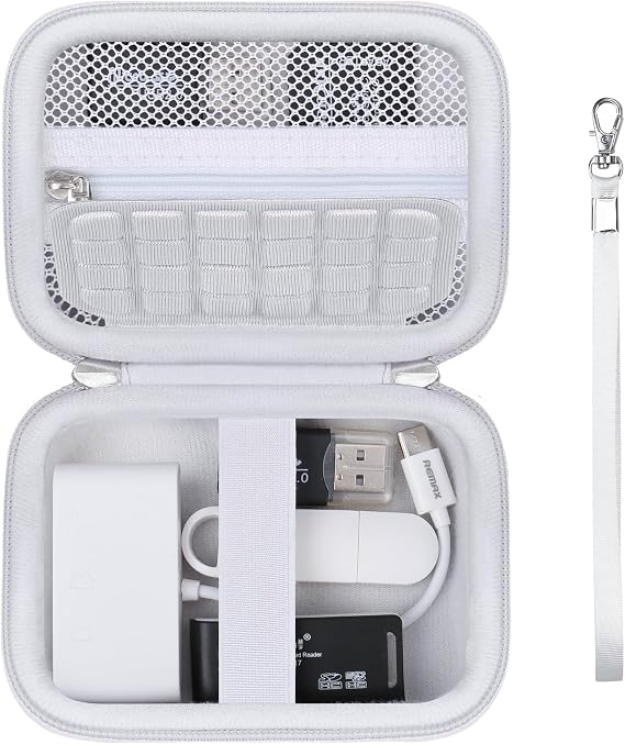 Computer Memory Card Readers Organizer Case Compatible with SD Card Reader, USB C SD Card Reader, TF Card, Micro SD Card, Portable Memory Card Accessories Storage Bag Travel Case, White
