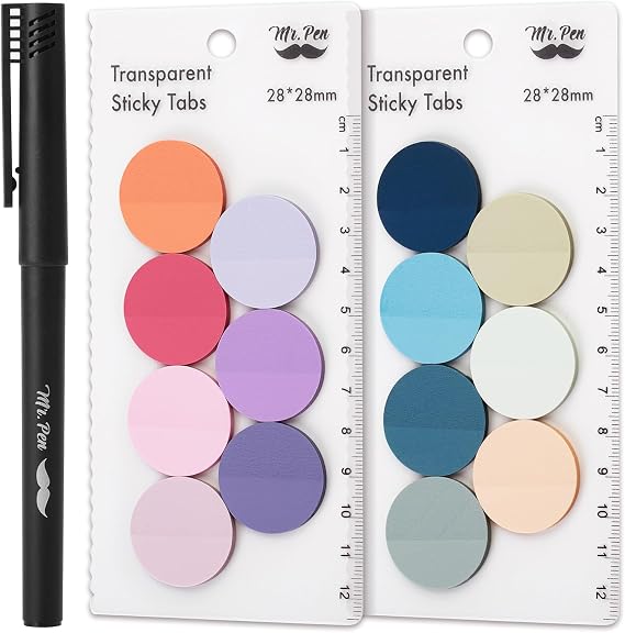Mr. Pen- Round Transparent Sticky Notes, 1.1 Diameter, 14 Pads, 560 Sheets
