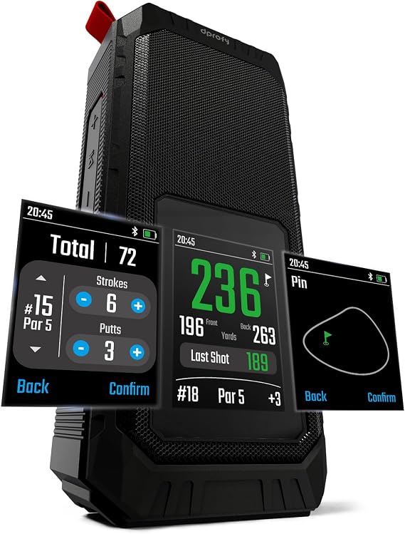 Dprofy Magnetic Golf Speaker, GPS Speaker with Touchscreen Display, 43000+ Courses, Visual & Audible Distances,IPX6 Waterproof,15+Hour Battery, Adjustable Screen Color, Hazard Detection (GPS Speaker)