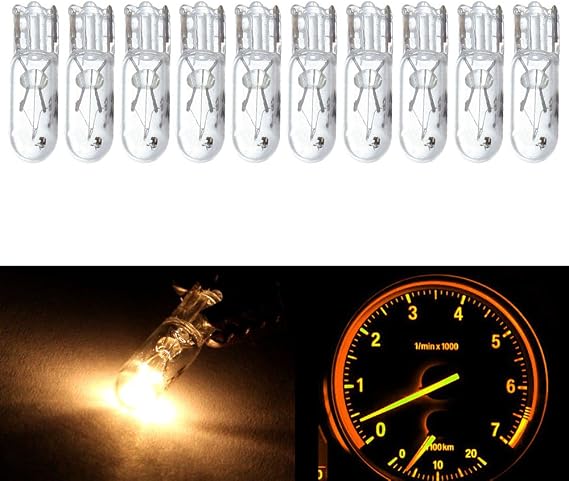 cciyu 10x T5 Halogen Bulbs Wedge 74 White Dashboard Gauge Side Light Bulb