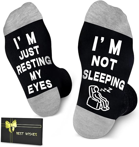 Dealswin Birthday Gifts for Dad, Fathers Day Gift for Men, I'm Not Sleeping I'm Just Resting My Eyes Funny Socks