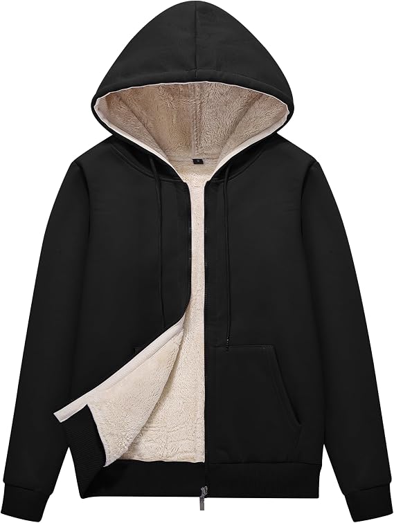 Flygo Women Winter Hoodies Zip Up Fleece Sherpa Lined Warm Sweatshirts Jacket