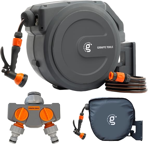 Giraffe Tools Garden Hose Reel Kit 30m Retractable Wall Mounted