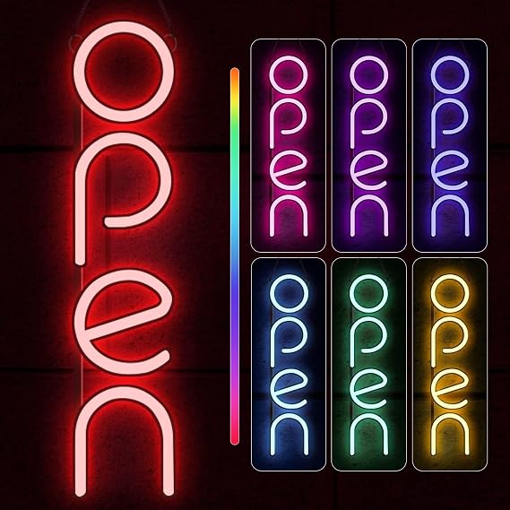 Tekstap Open Sign, 12V Neon Open Signs for Business Window, 16x9 inches Bright LED Open Sign, Led Open Neon Sign with Power Adaptor for Business