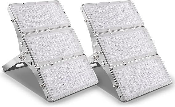 Viugreum 300W Flood Lights Outdoor, 24000LM Super Bright LED Work Light, 6000K Daylight White LED Flood Light Outdoor, IP65 Waterproof Security Lights for Garage, Yard, Lawn, Garden, Stadium - 2 Pack