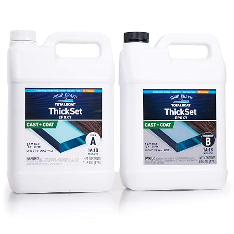 TotalBoat Thickset Deep Pour Epoxy Resin - 2 Gal Casting Kit, 1/2"-2" Pours