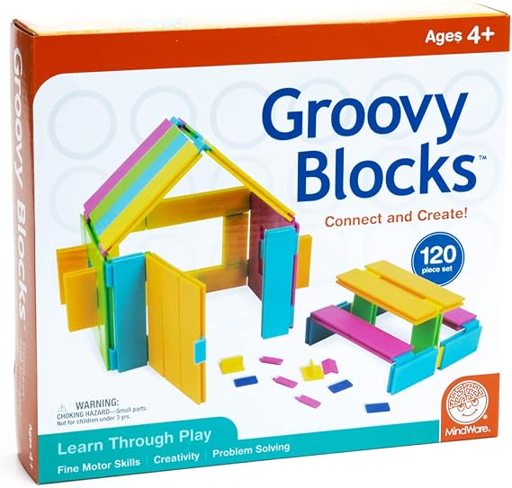 Groovy Blocks Mindware 120 Piece Set - Building Blocks for Kids Ages 4+ Classroom Must Haves