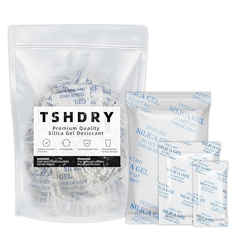 Silica Gel Packets Silica Gel Desiccants - Rechargeable (Food Safe) Silica Gel Packets - White - 100 Packets (40 Gram)