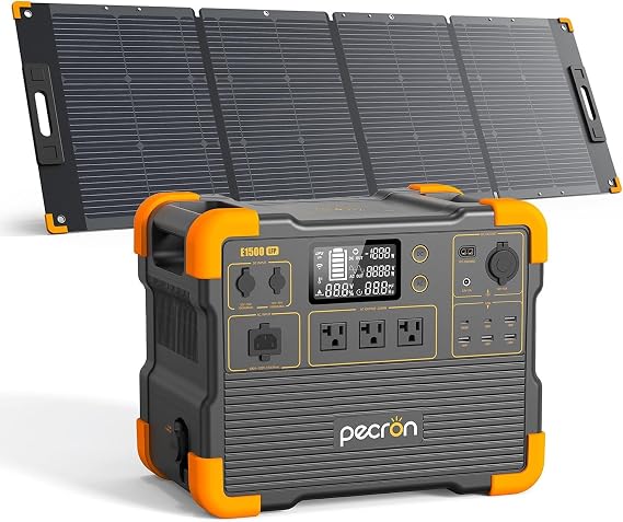 PECRON Portable Power Station E1500LFP 1536Wh/2200W with 200W Solar Panel