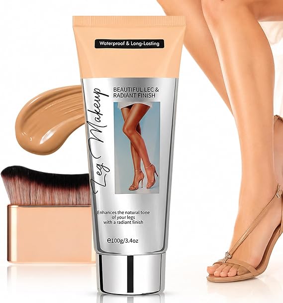 Medium Leg Makeup With Brush,Instant Coverage Tanning Lotion for Legs Veins Cover up Makeup for Varicose Imperfections,Transfer Resistant for Smooth Airbrushed-Looking Legs,100ML