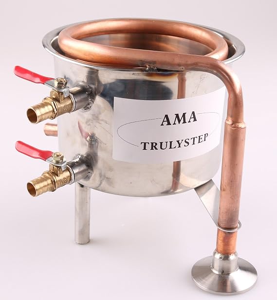 FAYELONG Cooler for 2 Pot Moonshine Still/Distiller: Stainless Steel/Copper Coil Cooling Pot (10L, Copper)