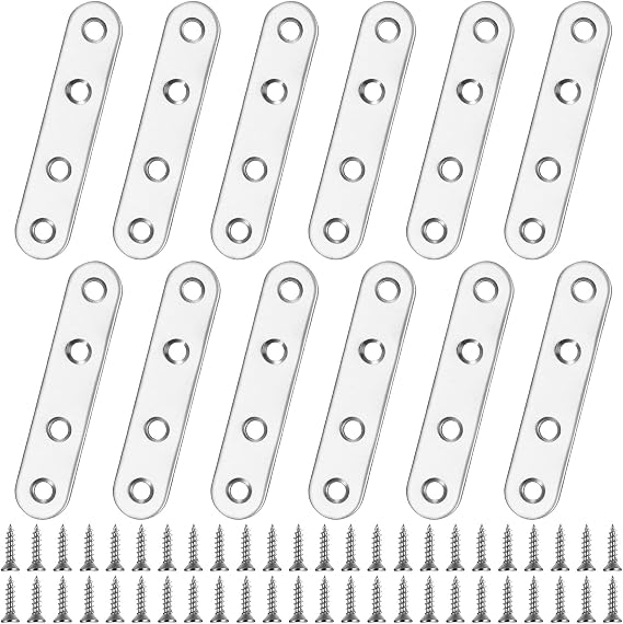 Mending Plates Flat Brackets, 12 PcsFlat Plate Straight Brackets
