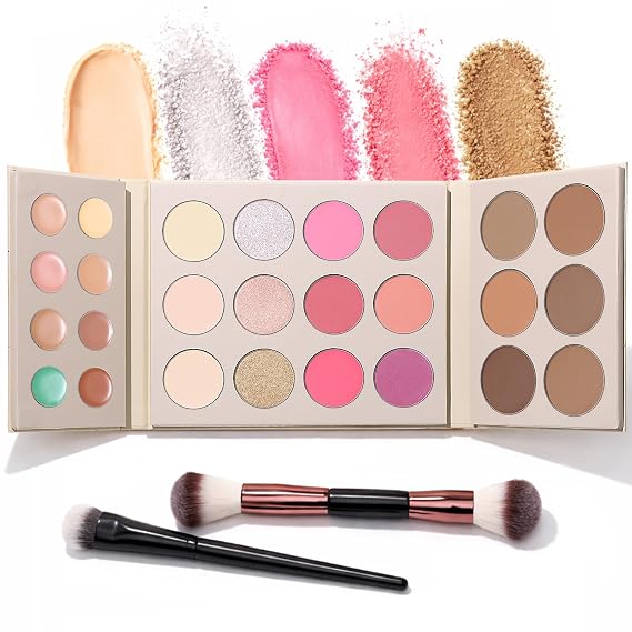 UCANBE 26 Colors Face Makeup Palette Set, All-in-One Makeup Set Includes Concealer, Highlight, Blush, Bronzer with 2 Brushes Multi-Use Facial Beauty Makeup Gifts Kit for Women Travel-Friendly