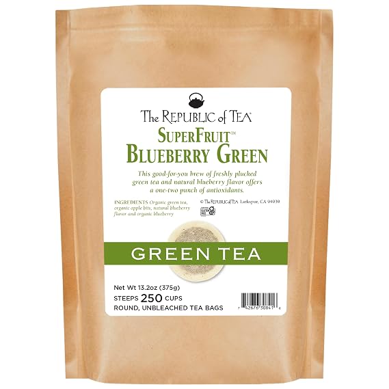 The Republic of Tea Blueberry Green Superfruit Tea, 250 Tea Bag Bulk