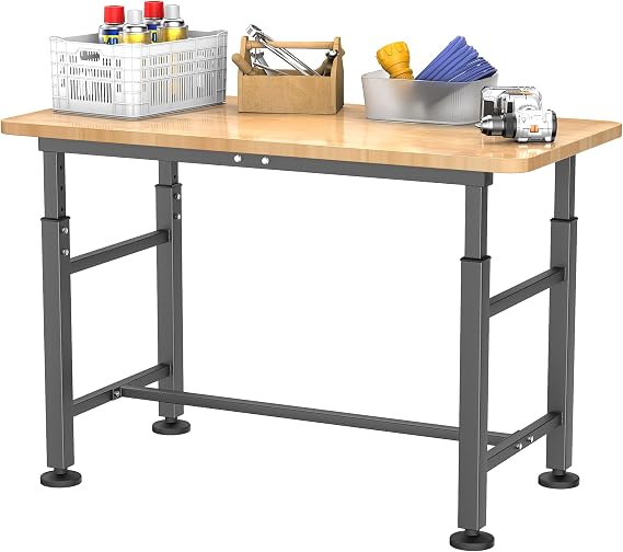 EVERHANGER Workbench for Garage, Heavy Duty Adjustable Height Work Table