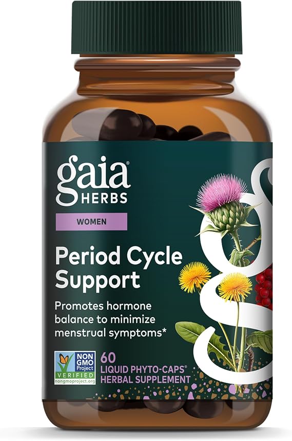 Gaia Herbs Period Cycle Support, 60 Vegan Capsules, 30 Servings