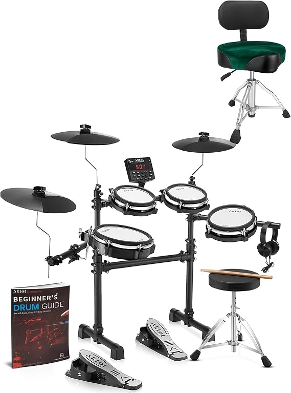 AKLOT Saddle Drum Throne with B-CORE530 Electric Drum Set