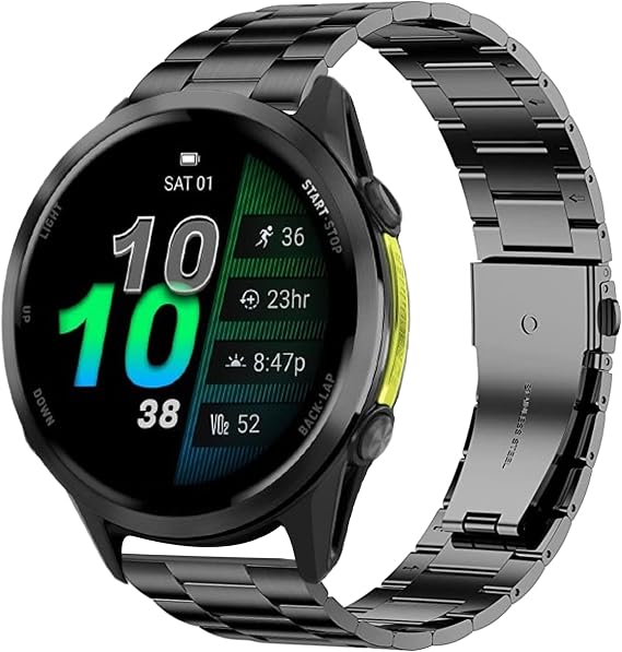 Blueshaweu Compatible with Garmin Forerunner 970 bands, Quick Release Stainless Steel Metal Replacement Straps Compatible with Garmin Forerunner 970 Smart Watch