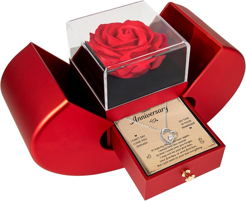 Birthday Gifts for Wife from Husband | Soulmate Necklace with Heartfelt Message Card & Box | Anniversary, Birthday, Christmas or Valentines Day Gift for Girlfriend, Fiancee