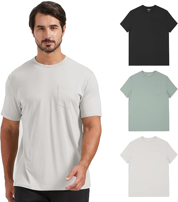 netdraw Men's Ultra Soft Bamboo Viscose Pocket T-Shirt Classic Fit Lightweight Cooling Short Sleeve Casual Basic Shirt