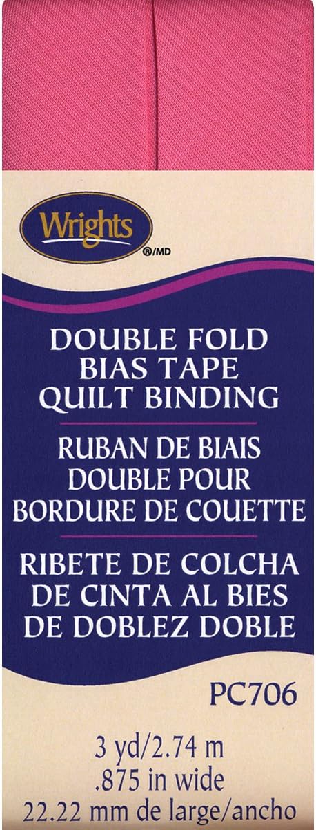 Wright Products Wrights Double Fold Quilt Binding 7/8" X3yd, Candy Pink