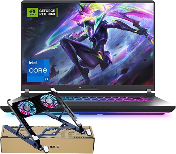 ASUS ROG Strix G16 RTX 5060 Gaming Laptop, 16" FHD+ 165Hz, Intel i7-14650HX(Beats Intel i9-13900), NVIDIA RTX 5060, 16GB RAM, 1TB SSD, RGB Lightbar, ROG Cooling, Bundle with PCO Laptop Cooler