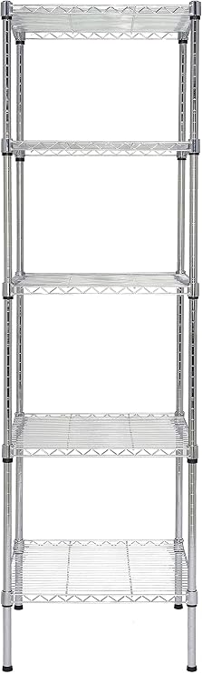 Finnhomy Heavy Duty 5 Tier Wire Shelving Unit, 18x18x59-inches 5 Shelves Storage Rack, Metal Shelving with Thicken Steel Tube, NSF Certified, Chrome