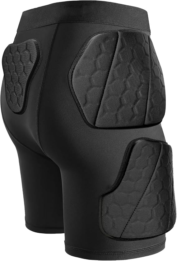 Football Padded Compression Shorts with Cup Pocket, 5 EVA Pads