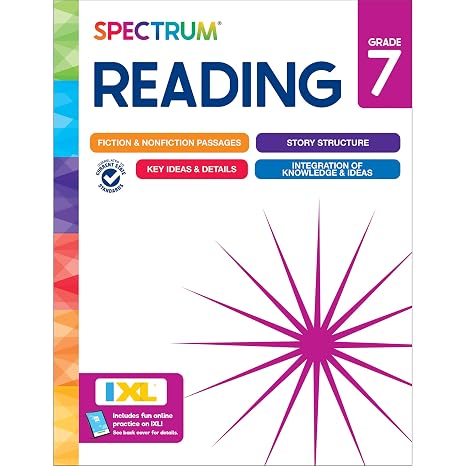 Spectrum Grade 7 Reading Comprehension Workbook, Middle School Activity Book Covering Nonfiction and Fiction Passages, Story Structure, and more, Classroom or Homeschool Curriculum